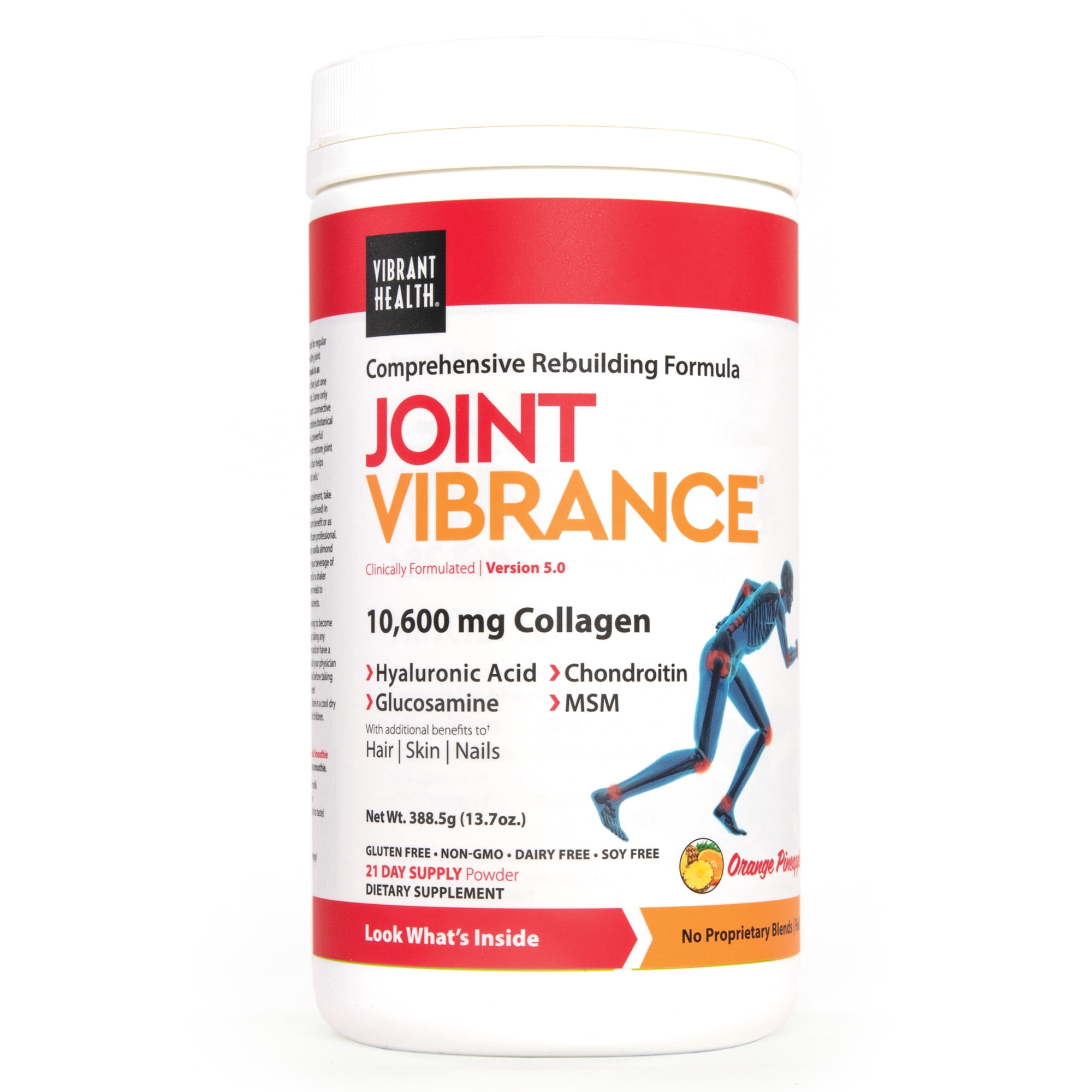 Vibrant Health Vibrance - Healthy Joint Support Supplements, MSM Collagen Turmeric Hyaluronic Acid Powder, 13.1oz