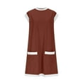 thumbnail image 3 of Blczomt Summer Plus Size Dresses for Women Short Mini Dress with Pockets Cap Sleeve Brown Ribbed Colorblock Women Fashion, 3 of 5