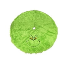 48 Inch Green Merry Christmas Tree Skirt Ornament, Funny And Soft Cartoon Pattern Tree Mat Home Decoration For Holiday Party Supplies