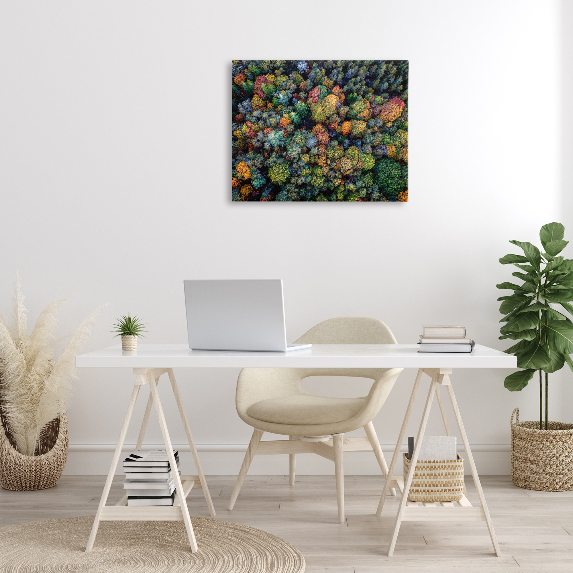 Stupell Industries Aerial View Autumnal Foliage Landscape & Nature Photography Wrapped Canvas Art Print Wall Art, 30 x 24
