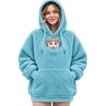 thumbnail image 2 of Flannel Pet Pouch Hoodie For Women, Fluffy Warm Cat Hoodie With Pouch, Pet Carrier Sweatshirt With Drawstring For Dogs & Snack Hoodies Pet Lovers, Sky Blue, L, 2 of 5