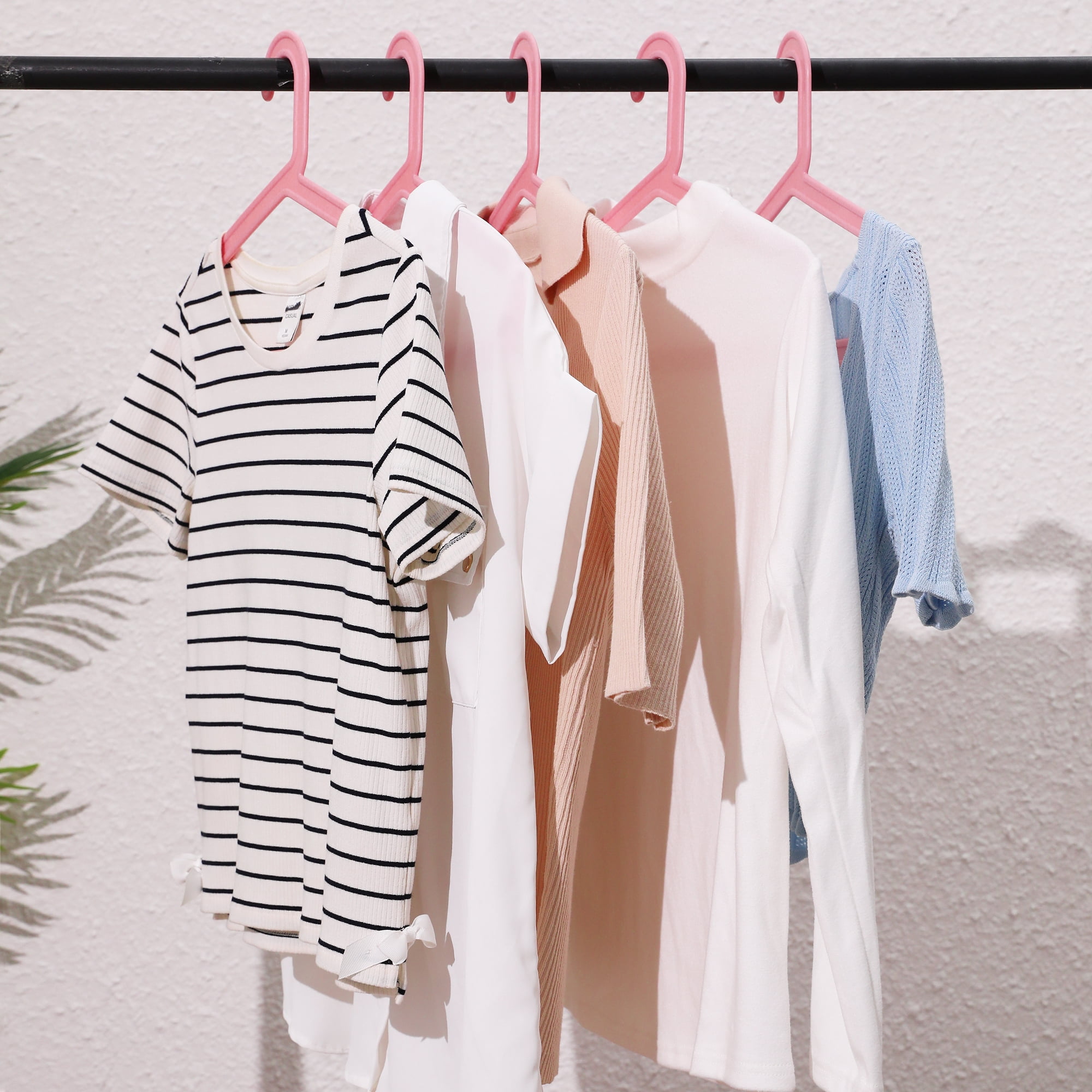 Unique Bargains Plastic Pants Hangers Durable Space Saving Clothes Hangers 10 Pcs Pink