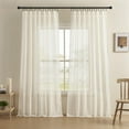 thumbnail image 1 of Cortinas transparentes Joydeco de lino blanco de 183 cm de largo para sala de estar, 1 of 8