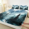 thumbnail image 3 of Manfei Woodland Jungle Plants 4-Piece Full Size Sheets for Children Teens,Moutain Trees Bed Sheets,Botanical Theme Lightweight Sheet Sets,Lightweight Room Decor, 3 of 7