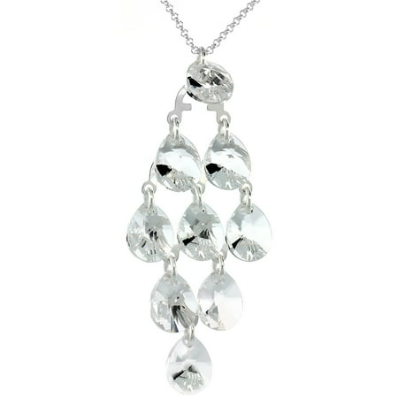 Sterling Silver Clear Swarovski Crystals Chandelier Pendant 16 In Sterling Silver Clear Swarovski Crystals Chandelier Pendant 16 In Rolo Chain Link Necklace