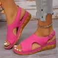 thumbnail image 5 of Pink Women S Fashion Sandals Peep Toe Wedge Heel Pu Solid Color Casual Beach Shoes Pink Size 8.5, 5 of 5