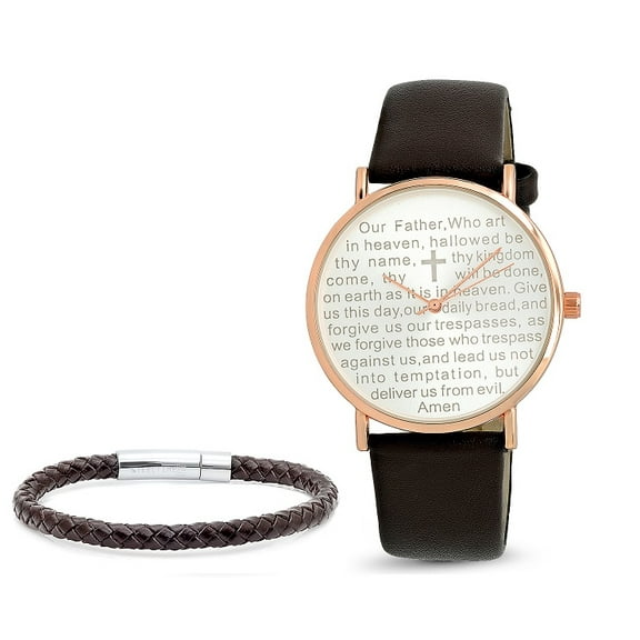 Rose gold prayer watch set