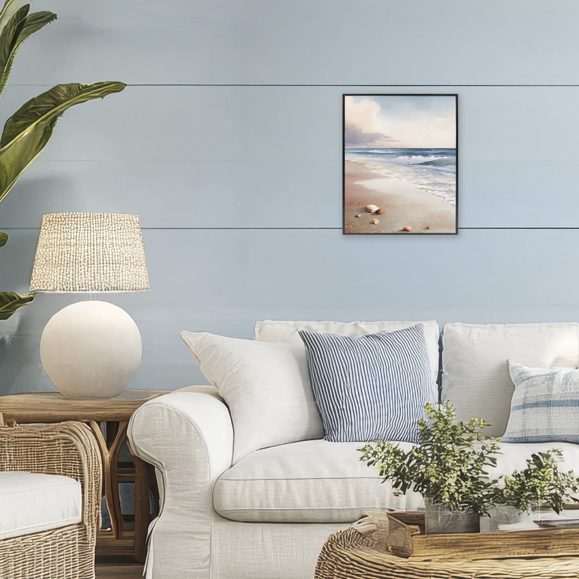 Stupell Industries Washed Up Seashells Black Framed Giclee Art, design by Franklyn Gregory