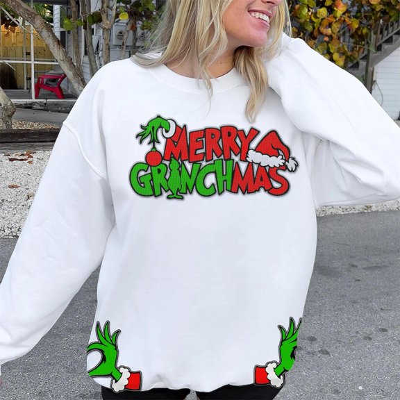 Merry Christmas Side Bow Embroidery, Sweatshirt