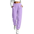 thumbnail image 2 of Loose Fit Cuffed Sweatpants for Women Elastic Waist Ribbed Cuffed Ankle Tapered Casual Athletic Workout Lounge Fall Winter Everyday Pants with Pockets, 2 of 7