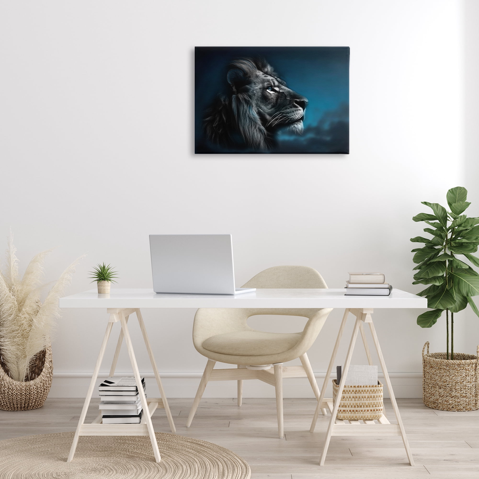 Stupell Industries Intense Gazing Lion Animals & Insects Painting Gallery Wrapped Canvas Art Print Wall Art, 30 x 20