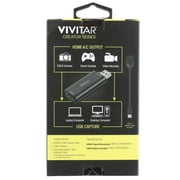 Vivitar HDMI to USB Video Capture Card with Real-Time HDMI Video and Audio for Live Streaming, Includes USB-C Adapter Cable, Black