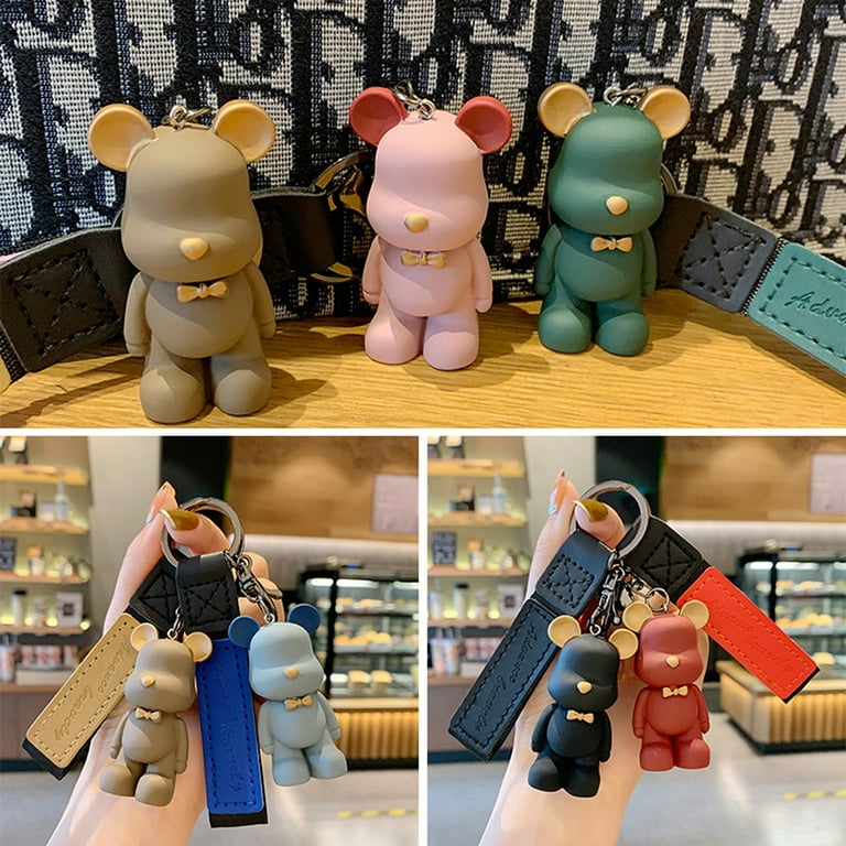 Nuolin Cute Leather Lady Girl Bear Keychain Animal Keychain Bag