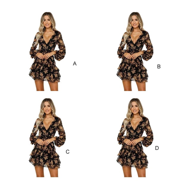 Qarigey Gasa Vestido floral hermoso y transpirable Textura suave e hipoalergénico Vestido Linterna Vestidos S S