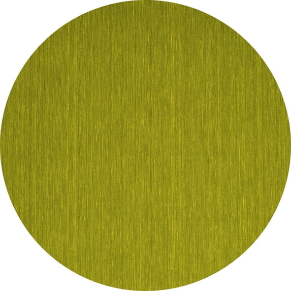 Ahgly Company Indoor Round Abstract Yellow Contemporary Area Rugs, 7' Round