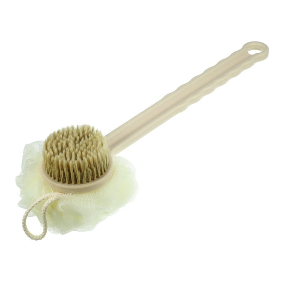 Unique Bargains Back Scrubber Double Side Long Handle Bath Brush Handle Brush for Bath Shower 15.35"x4.72"x4.13" Beige