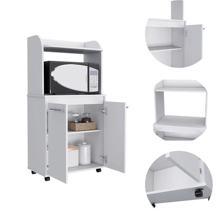 White Color - Open Shelf Design - Kitchen Area - Easy Access to Items
