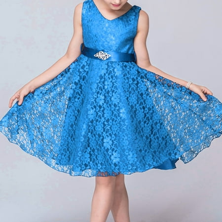 

Aayomet Flower Girl Dresses Children s Dress Big Children s Sleeveless Lace Princess Fluffy Dress Girls Wedding Dress Flower Blue 2-3 Years