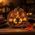 thumbnail image 4 of YAMB 2D Layered Wooden Pumpkin Ghost Ornament, Dimensional Cutout Tabletop Decor with Detachable Stand, Cute Spooky Style Decoration with Ghost & Black Cat Scene for Bedroom Home Display, 4 of 8