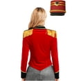 thumbnail image 2 of vastwit Womens Marching Band Drum Major Long Sleeve Fringe Epaulet Velvet Jacket with Hat Red A M, 2 of 7