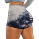 thumbnail image 2 of Gibobby Pantalones dama Pantalones cortos elásticos teñidos con para mujer, bolsillos de motorista de Yoga, pantalones de Fitness para correr, pantalones de Yoga arrugados(Azul marino， S), 2 of 5