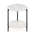 thumbnail image 7 of Furinno Besi 2-Tier Wide Round Side Table with Metal Legs, Metal Frame, White End Table, Night Stand, Bedside Table with Open Shelf, for Living Room, Bedroom, Light Marble, 7 of 7