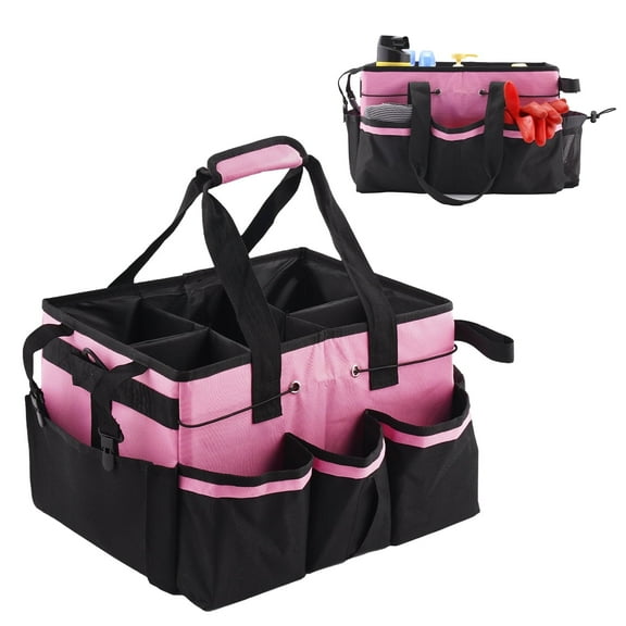 Lumikrypt Large Cleaning Caddy Bag, Cleaning Caddy Supplies Organizer with Multi Pockets, Wearable Cleaning Tote Detailing Bag for Car Accessories, Cleaners, Under Sink and Housekeeper