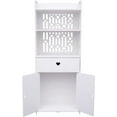 thumbnail image 5 of Miumaeov 4 Tier Bathroom Storage Cabinets Free Standing PVC Storage Organizer White Storage Furniture with 2 Doors +1 Drawer+Open Shelf for Bathroom Living Room Hallway Home Office, 5 of 9