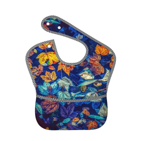 Bingfone Mess-Proof Baby Bib - Waterproof Bib For Baby Boy Or Girl With Food Catcher Pocket, Unisex-Colorful Fall Leaves