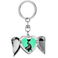 thumbnail image 1 of Sello Negro Animal silueta natural Llavero de alas de ángel en forma de corazón, 1 of 3
