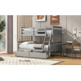 thumbnail image 3 of Twin over Full Bunk Bed with Ladder, Two Storage Drawers, Safety Guardrail, Gray, 3 of 13