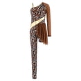 thumbnail image 3 of Aislor Girl Leopard Print Gymnastics Leotards Dance Biketards Stage Performance Bodysuit Brown 8, 3 of 7