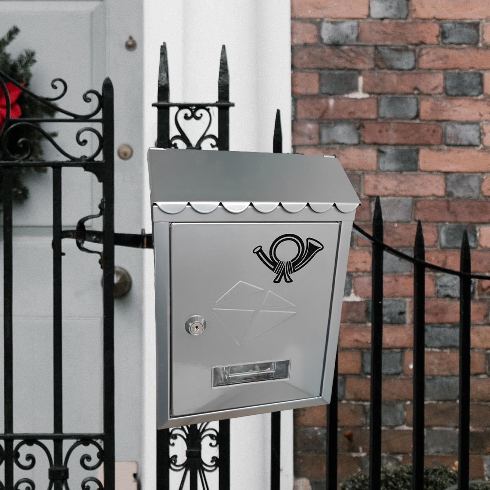 Wall Mount Mailbox Letterbox Front Door 21.5x7x30cm Outside Office Decorative Decor with Key Metal Locking Mailbox Porch Mail Box Drop