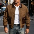 thumbnail image 4 of Men's Vintage Patchwork Jacket, Baseball Collar Zipper Coat With Multi-Pockets, Casual Biker Short Workwear Outerwear Brown M, 4 of 8