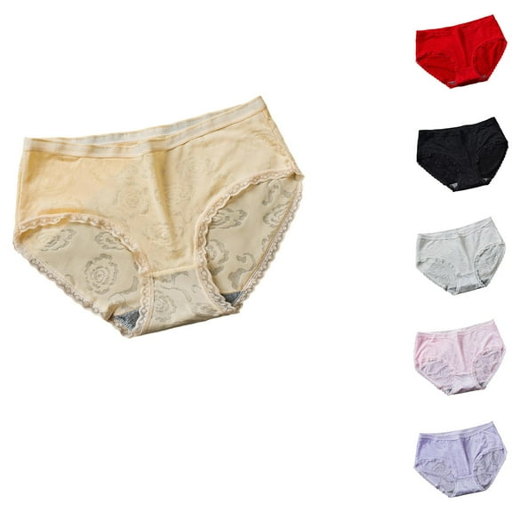 HAOTAGS Women's Comfort Brief Underwear,Solid Cotton Quick-drying Daily Panties Beige M