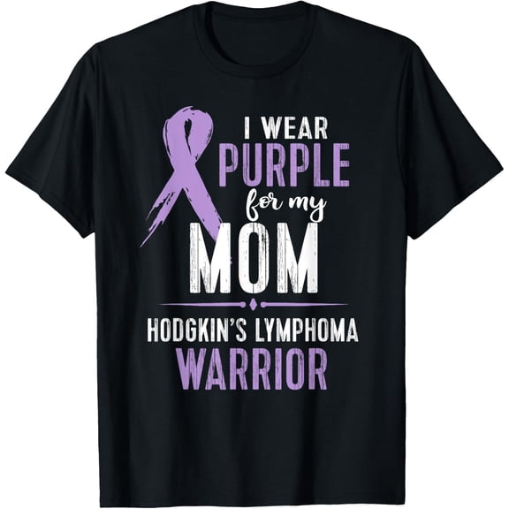 Hodgkins Lymphoma Awareness TShirt My Mom Warrior Tee T-ShirtMen's and women's gift, black and white T-shirt, size: Extra large S-4XL