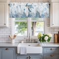 thumbnail image 2 of Marine Life Valances for Windows Blue Ocean Turtle Coral Starfish Seashell Coastal Valance Curtains Rod Pocket Bathroom Small Window Treatments for Kitchen Living Room Bedroom, 42"x12", 2 of 7