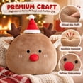 thumbnail image 2 of Plush Christmas Reindeer Throw Pillow with Santa Hat and Red Nose 15.74 inch Soft Cushion for Holiday Sofa Bedroom Winter Home Decor, 2 of 7