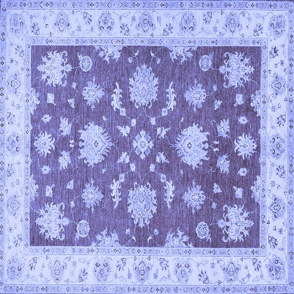 Ahgly Company Machine Washable Indoor Square Oriental Blue Traditional Area Rugs, 5' Square
