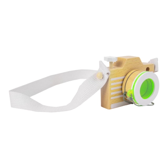 Cámara de madera para niños, juguete para colgar en el cuello, accesorio fotográfico, habilidades motoras, juego de simulación con correa para Verde