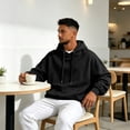 thumbnail image 6 of Oversized Loose Fit Pullover Hoodie For Men Thick Thermal Fleece Drawstring Hood Kangaroo Pocket Multi Solid Tone Autumn Winter Street Sweatshirt, 6 of 8