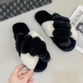 thumbnail image 3 of Coofit Cross Band Slippers Plush: Non-skid Fluffy Slippers Open Toe Slippers for Women, 3 of 10