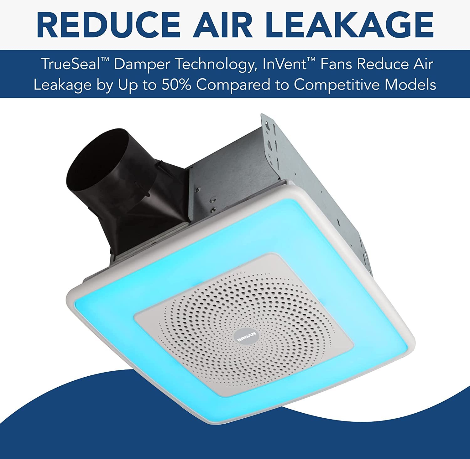 Broan-NuTone SPK110RGBL ChromaComfort Bathroom Exhaust Fan with Sensonic Bluetooth Speaker and LED Light, White - image 6 of 6