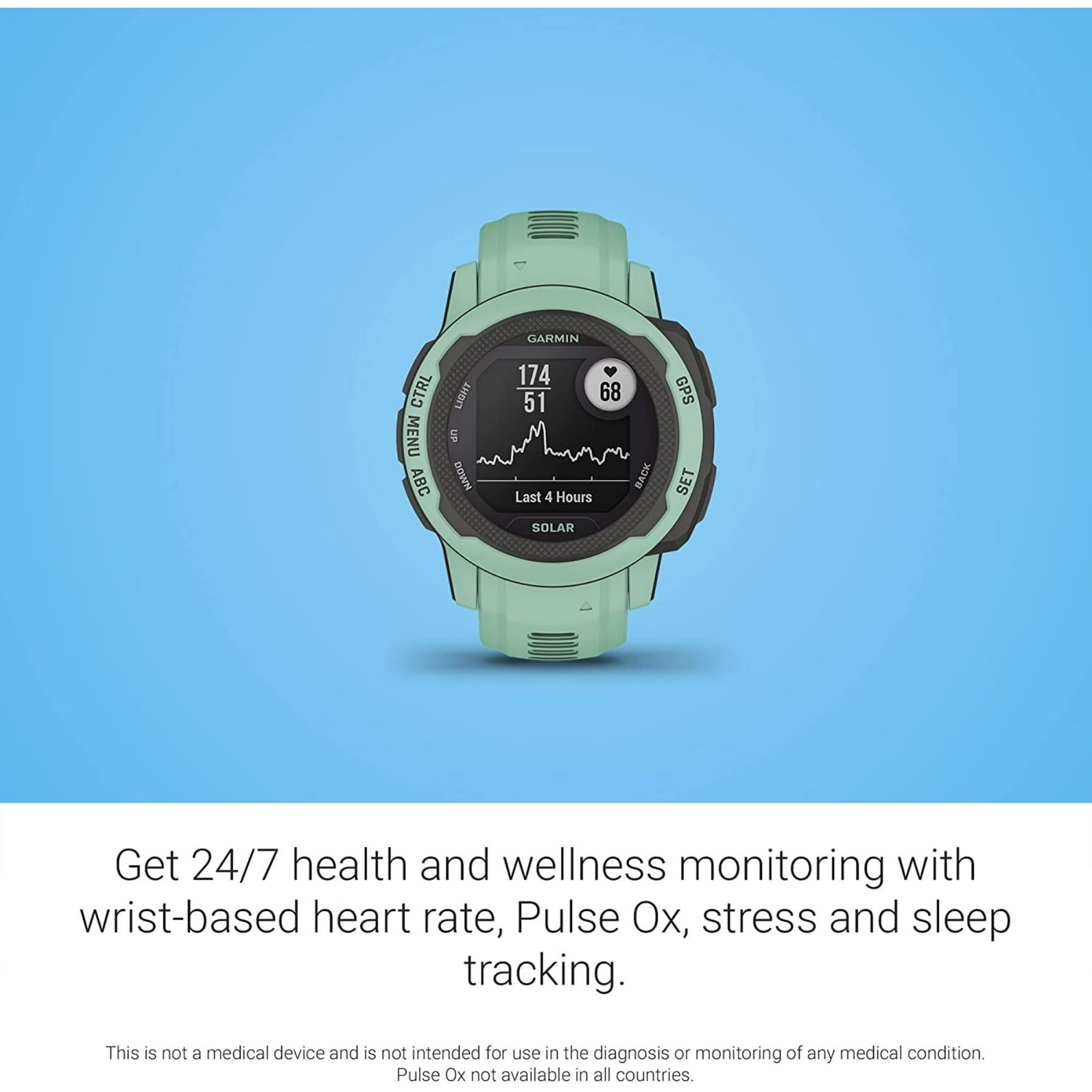 Garmin Instinct 2S Solar 40mm GPS Watch with Heart Rate Monitor Neo Tropic Walmart