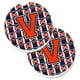 Lettre V Football Orange avec Bleu & Blanc Ensemble de 2 Porte-Gobelet Coaster Voiture – image 1 sur 1