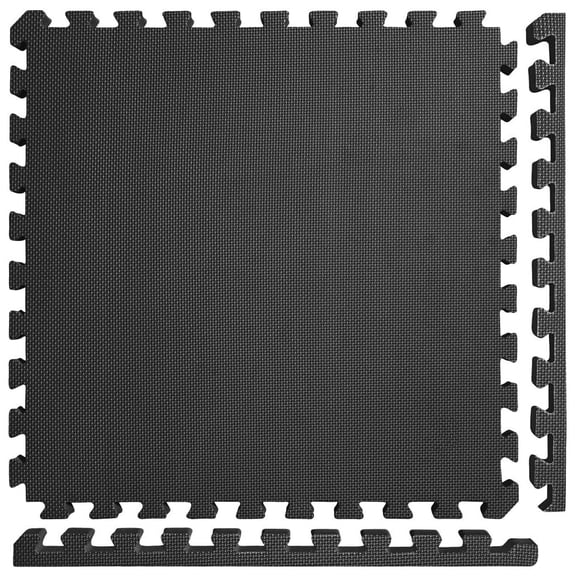Interlocking EVA Foam Floor Mats 24"x24", 8-Piece Set, Shock-Absorbing, Non-Slip, Waterproof Exercise Tiles for Home Gym, Workout, Martial Arts & Playroom, Lightweight 4 Sq. Ft per Tile – Black