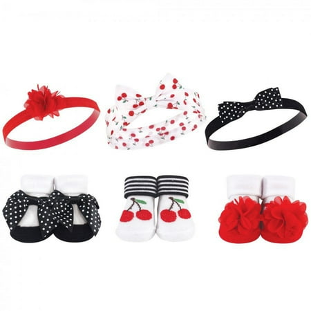 UPC: 0660168582840 | Hudson Baby Infant Girl Headband and Socks Giftset 6pc  Cherry  One Size