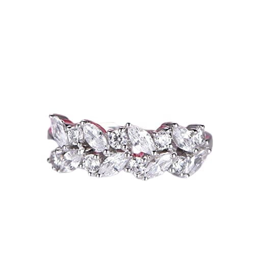 HeartsAndYou 2ct Marquise Cut Moissanite Engagement Ring for Women Floral Leaf Cluster 18k White Gold over Silver