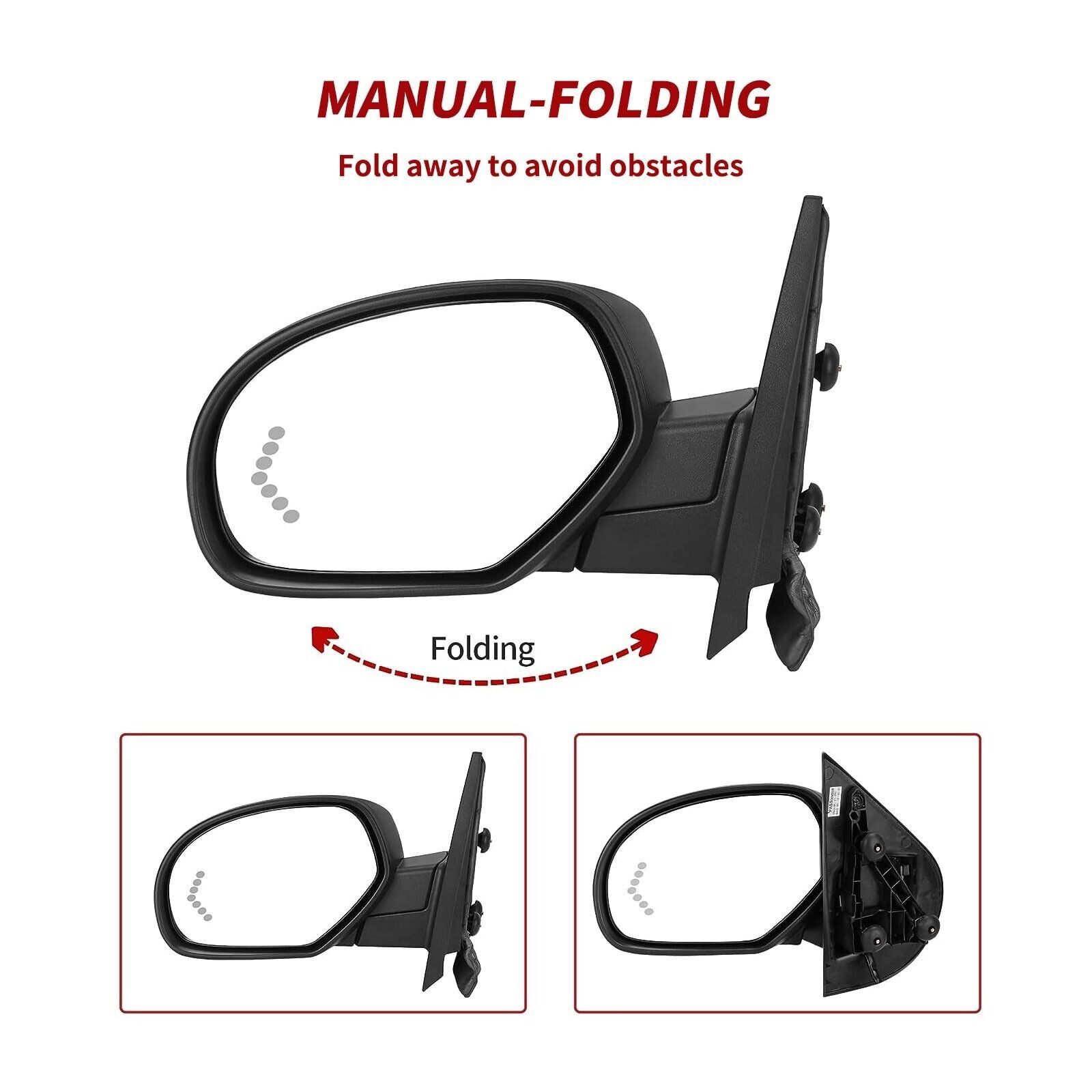 RVNI Pair Tow Mirrors for 2007-2013 Chevy Silverado Sierra 1500 Power Heated Turn Signal