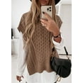 thumbnail image 3 of Asyoly Women's Winter Cable Knit Sweater Vest Crew Neck Sleeveless Knitted Jumper Trendy Pullover Tops, 3 of 6